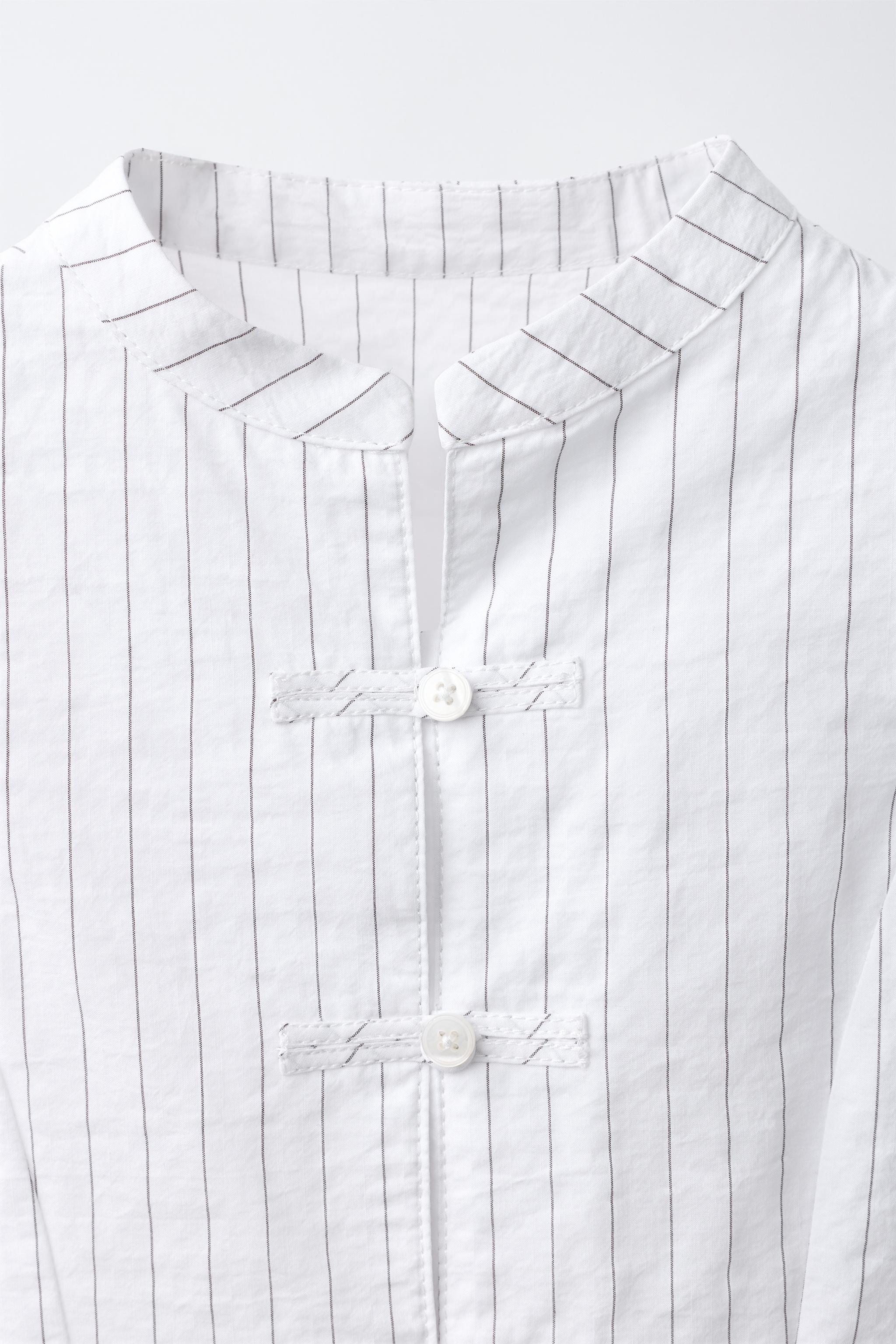 STRIPED SHIRT WITH FROG FASTENING